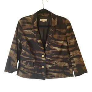 Michael Michael Kors animal print 3/4 length sleeve blazer jacket size medium